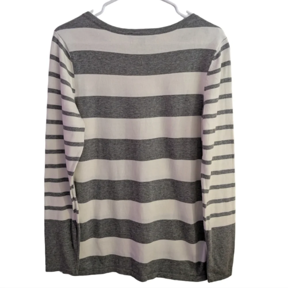 Women's Tommy Hilfiger Gray & White Striped Crew Neck Sweater M - Picture 8 of 8